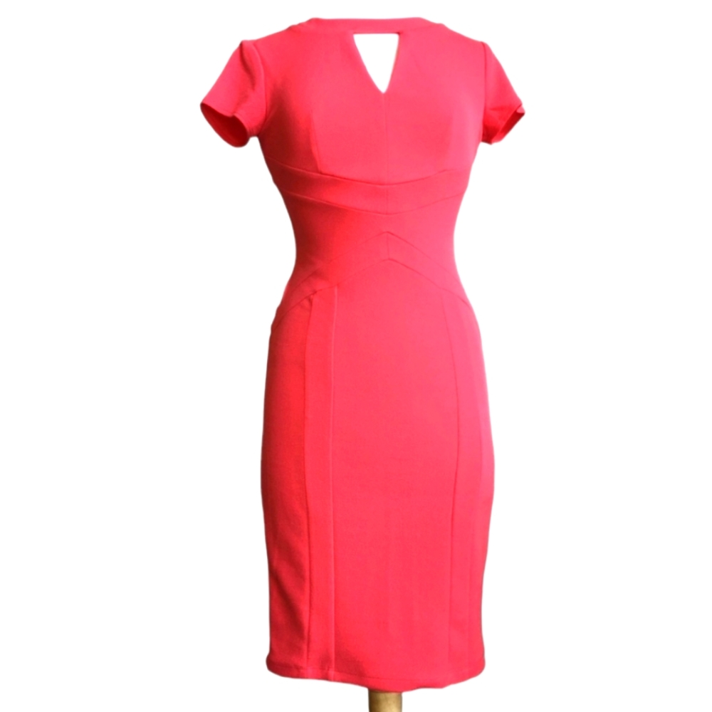 BISOU BISOU by Michele Bohbot Coral Pink Keyhole Cutout Dress
